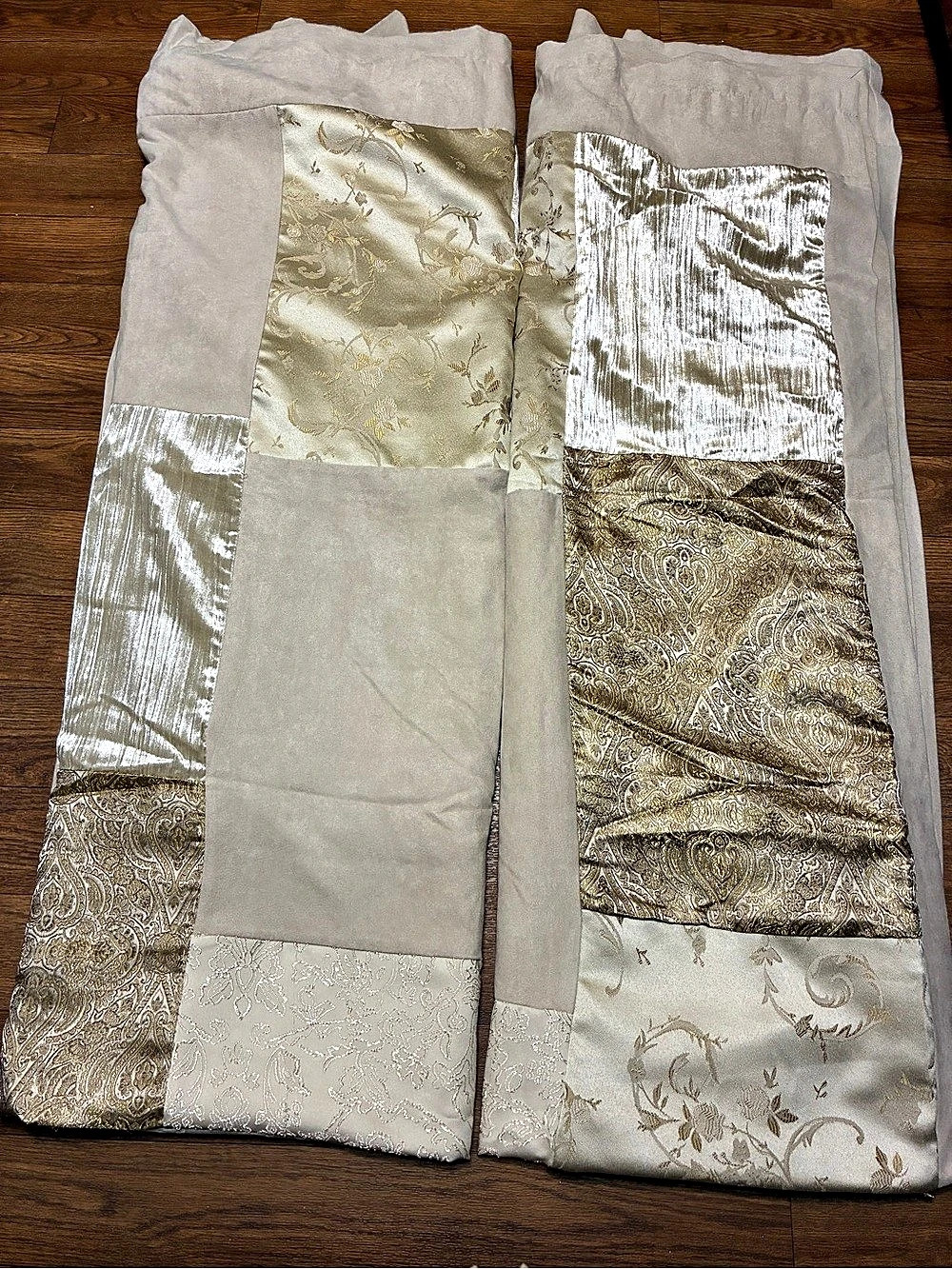 JCPenney Home Collection Patchwork Paisley Curtains in Tan, Cream & Gold